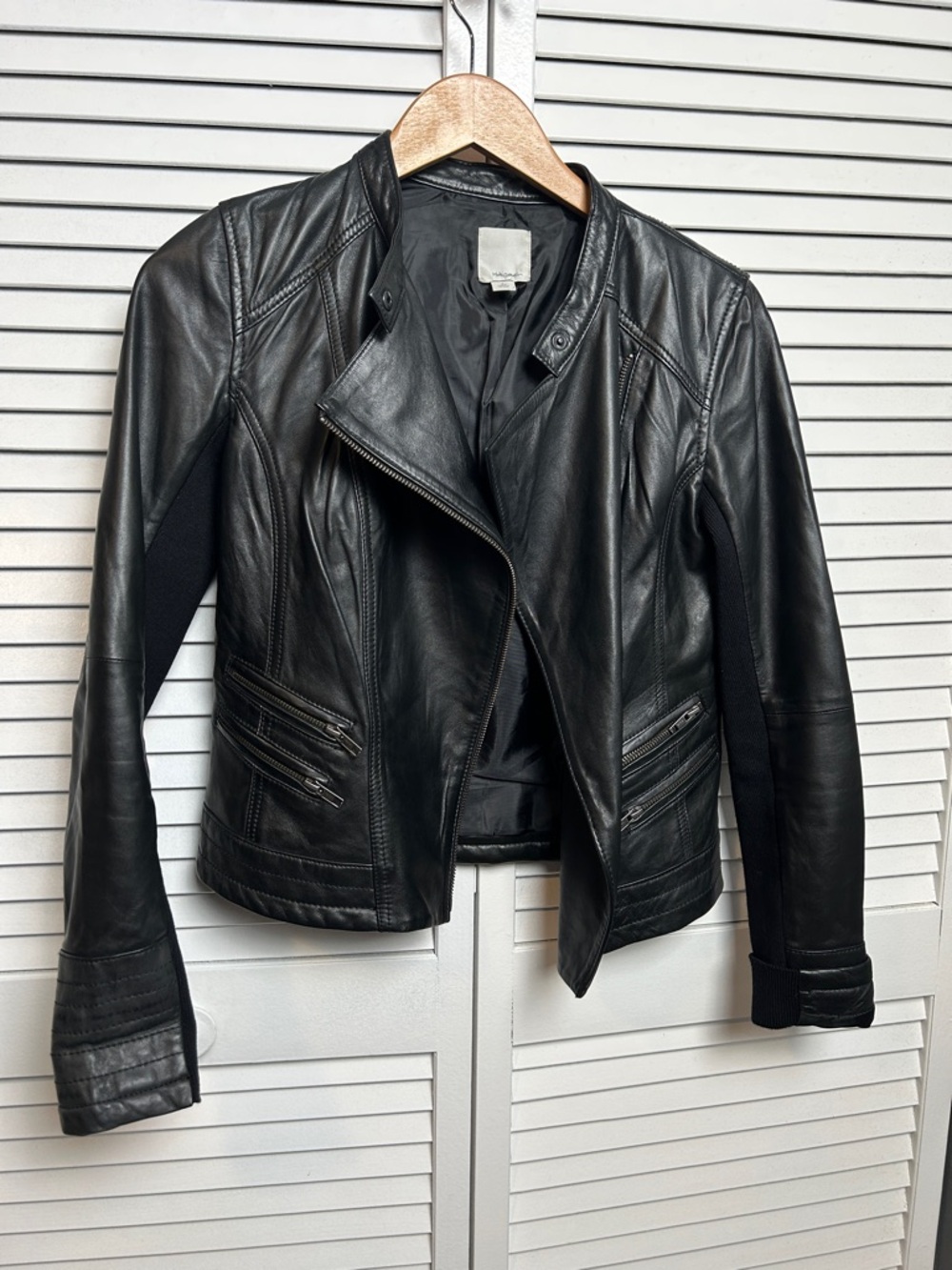 Halogen Black Leather Moto Jacket